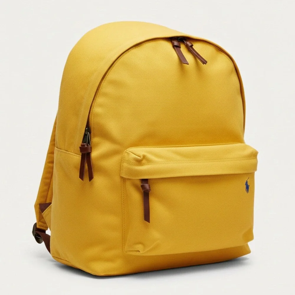 Polo Ralph Lauren Yellow Backpack Canvas Blue Pony Embroidered Unisex New